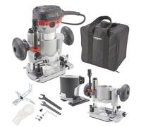 AREBOS Défonceuse 710 W 6 vitesses, base plongeante & trimmer Blocage de la broche