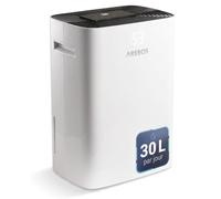 AREBOS Déshumidificateur d’air 30 L/j jusqu’à 37 m², réservoir 4,2 L | Humidité 30-80 % | Minuterie | Drainage continu | Séchage du linge | Sécurité enfant & dégivrage auto