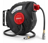 AREBOS Dévidoir Enrouleur de Tuyau à Air Comprimé Automatique 20m Noir / rouge