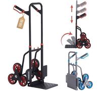 AREBOS Diable pliable en acier, hauteur réglable 74-109 cm, pneus spéciaux pour escaliers, charge 150 kg / 40 kg escaliers