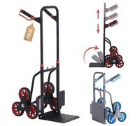 Arebos Diable pour Escaliers avec Pneus en Caoutchouc Dur | Chariot de Transport pour Déménagements & Objets Lourds | Noir