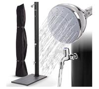 AREBOS Douche Solaire 20 litres et élément de Sol Noir | avec Housse de Protection |avec thermomètre intégré et Douche à Pied