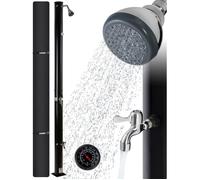 AREBOS Douche Solaire 20L 221cm avec thermomètre intégré et douche de pied Noir