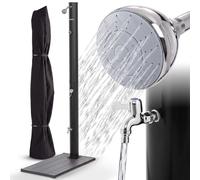 AREBOS Douche solaire 20L Anthracite avec élément de sol Douche de pied & capot de protection