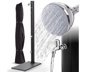 AREBOS Douche solaire 20L Anthracite avec élément de sol Douche de pied & capot de protection