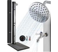 AREBOS - Douche Solaire - 35 L - 216cm - Thermomètre intégré - Surface antidérapante - Argent-Noir