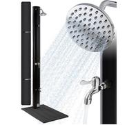 AREBOS Douche Solaire 35 l avec Thermomètre Intégré et Plaque de Sol Anthracite | Noir | 216 cm