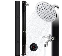 AREBOS Douche Solaire | 35 litres | 216cm | IN apot de Protection |avec thermomètre intégré | pommeau de Douche Rond | avec Douche de Pied | |Noir