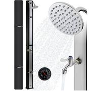 AREBOS Douche Solaire | 35L | 216cm | avec thermomètre intégré | pommeau de Douche Rond | avec Douche de Pied | Douche de Jardin