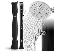 AREBOS Douche Solaire 40 L | avec thermomètre intégré | douchette | avec Douche de Pied & raccord de Tuyau d'arrosage | matériel de Montage et Housse de Protection Inclus | Noir