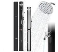 AREBOS Douche Solaire 60 L | avec douchette & thermomètre | température de l'eau jusqu'à 60°C Douche de Piscine Camping | pommeau de Douche Rond | Housse de Protection Incluse | Noir