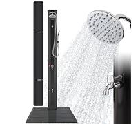 AREBOS Douche Solaire 60 L | avec douchette & thermomètre | Température de l'eau jusqu'à 60°C | Pommeau de Douche Rond | Technologie Snap-in | avec Capot & Plaque de Fond en Anthracite