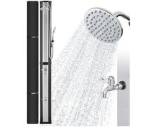 AREBOS Douche Solaire 60L |avec douchette & thermomètre | température de l'eau jusqu'à 60°C Douche de Piscine Camping | Noir/Argent