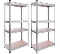 AREBOS Étagère pour charges lourdes, lot de 2 160x80x40 cm | 320 kg | 4 étagères en MDF, galvanisé