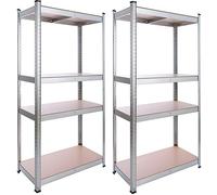 AREBOS Étagère pour charges lourdes, lot de 2 160x80x40 cm | 320 kg | 4 étagères en MDF, galvanisé