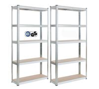 AREBOS Étagère Charge Lourde | 2 pièces | Robuste Étagère de Stockage | 875kg | 180x90x30 cm | 5 étagères