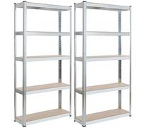 AREBOS Étagère pour charges lourdes, lot de 2 180x90x30 cm | 875 kg | 5 étagères en MDF, galvanisé