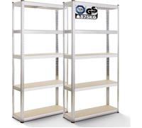 AREBOS Étagère Charge Lourde Lot de 2 Étagère de Stockage en sous-Sol | 875kg | 180x90x40cm | 5 étagères