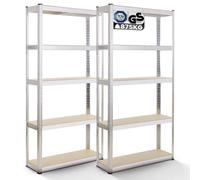 AREBOS Étagère pour charges lourdes, lot de 2 180x90x40 cm | 875 kg | 5 étagères en MDF, galvanisé
