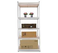 AREBOS Étagère Charge Lourde Rangement | 1000 kg | 200 x 90 x 45 cm | 5 étagères | Métal galvanisé et Panneau de Fibre de Bois MDF