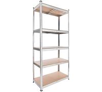 AREBOS Étagère Charge Lourde Rangement | 1000 kg | 200 x 90 x 45 cm | 5 étagères | Métal galvanisé et Panneau de Fibre de Bois MDF