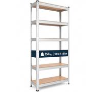 AREBOS Étagère Charge Lourde Rangement | 350 kg Capacité Totale | 75 x 30 x 180 cm | Métal galvanisé et Panneau de Fibre de Bois MDF