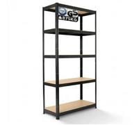 AREBOS Étagère Charges Lourdes 180×90×40 cm | Capacité 875 kg | Structure Acier 0,63 mm | 5 Tablettes MDF | Rayonnage Emboîtable pour Cave, Atelier & Stockage | Noir