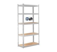 AREBOS Étagère Charge Lourde Rangement Objets Lourds | 90x40x180cm | 875 kg | Métal Galvanisé et Panneau de Fibre de Bois MDF | 5 étagères