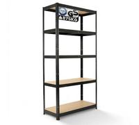 AREBOS Étagère Charges Lourdes 180×90×40 cm | Capacité 875 kg | Structure Acier 0,63 mm | 5 Tablettes MDF | Rayonnage Emboîtable pour Cave, Atelier & Stockage | Noir