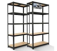 AREBOS étagère Charges Lourdes Lot de 2 | 180x90x40 cm | 875 kg | 5 Niveaux MDF | rayonnage de Stockage Cave Atelier | Noir