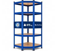 AREBOS Étagère d'angle Étagère pour charges lourdes 180x70x70 cm Bleu | 875 kg, 5 étagères en MDF