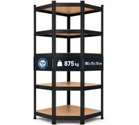AREBOS Étagère d'angle Étagère enfichable pour Charges Lourdes 875kg | Montage Facile grâce au système d'enfichage | 180 x 70 x 70 cm | 5 étagères en MDF | Jusqu'a 175 kg par étagère | Noir