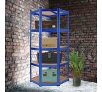 AREBOS Étagère d'angle Étagère pour charges lourdes 180x70x70 cm Bleu | 875 kg, 5 étagères en MDF
