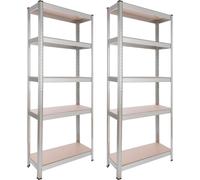 AREBOS Étagère pour charges lourdes, lot de 2 | 180x75x30 cm, 350 kg, 5 panneaux MDF, système d'emboîtement