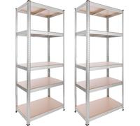 AREBOS Étagère pour charges lourdes, lot de 2 180x75x45 cm | 875 kg, 5 panneaux MDF, système d'emboîtement
