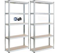 AREBOS Étagère pour charges lourdes, lot de 2 180x90x30 cm | 875 kg | 5 étagères en MDF, galvanisé