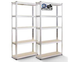 AREBOS Étagère pour charges lourdes, lot de 2 180x90x40 cm | 875 kg | 5 étagères en MDF, galvanisé