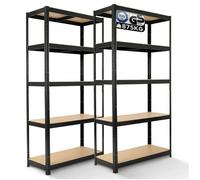 AREBOS Étagère pour Charges Lourdes, Lot de 2 180x90x40cm Noir 5 étagères Étagère d'atelier Étagère enfichable