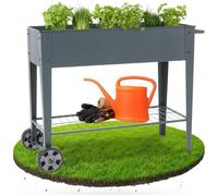 AREBOS Jardinière surélevée avec roues et étagère 108x51x80 cm balcon terrasse