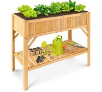 AREBOS Jardinière surélevée en bois - 191,4 L, 90 cm de haut, avec rangement, drainage efficace, idéale pour jardin, balcon