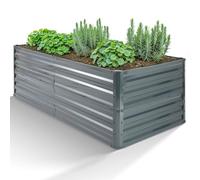 AREBOS® Bac à légumes surélevé 180x90x79 cm | Bac à légumes en acier galvanisé, inoxydable & robuste