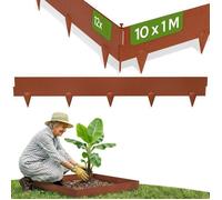 AREBOS Lot de 10 m de bordure de pelouse en acier Corten -Bordure de parterre et de pelouse en métal, 10 cm