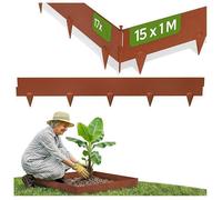AREBOS Lot de 15 m de bordure de pelouse en acier Corten pelouse en métal, 10 cm
