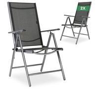 AREBOS Lot de 2 chaises de jardin dossier haut et pliables | Dossier réglable sur 7 positions jusqu'à 150° | Charge 120 kg