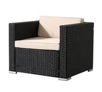AREBOS Poly-Rattan Salon de jardin Fauteuil noir | Coussins d'assise et de dossier inclus, résistant aux intempéries