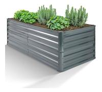 AREBOS Potager surélevé 240×90×79 cm, acier galvanisé, 1655 L, extra stable, bords sécurisés, idéal légumes & herbes