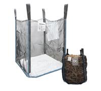 Arebos Premium Sac à bois | Big Bag 100 x 100 x 120 cm | 4 Passants & Tablier de Remplissage | Capacité 1000 kg | SF 5:1, EN ISO 21898 | Pour Gravats et Bois