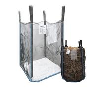 Arebos Premium Sac à bois | Big Bag 100 x 100 x 160 cm | 4 Passants & Tablier de Remplissage | Capacité 1000 kg | SF 5:1, EN ISO 21898 | Pour Gravats et Bois