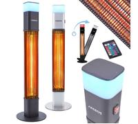 AREBOS Radiateur infrarouge | Chauffage radiant électrique | 1500W | LED 16 couleurs | intérieur et extérieur | Noir