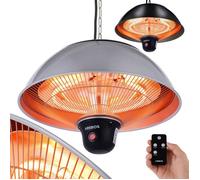 AREBOS Radiateur infrarouge plafont | Chauffage radiant terrasse | protection IP34 | 1500W | Chaleur 360°| 3 niveaux | Argenté